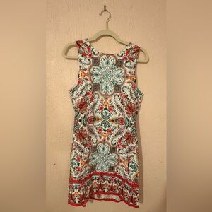 London Times White Floral Paisley Sleeveless Dress